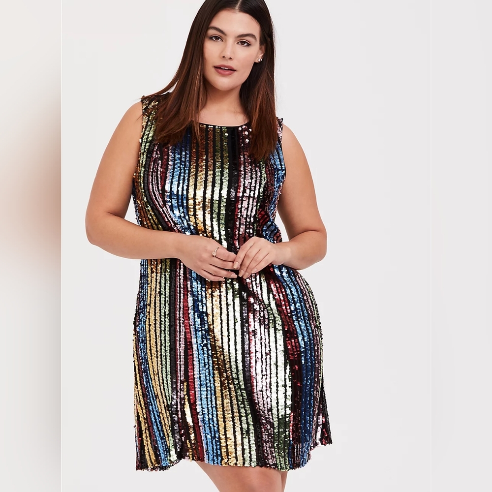 Torrid Rainbow Sequin cocktail midi dress